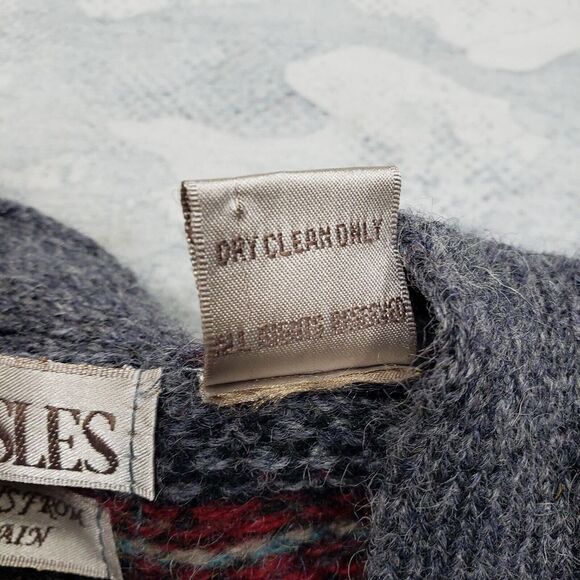 Northern Isles Vest Mens Large Gray Red Striped Button Up 100% Wool Grandpa Core - Picture 5 of 12